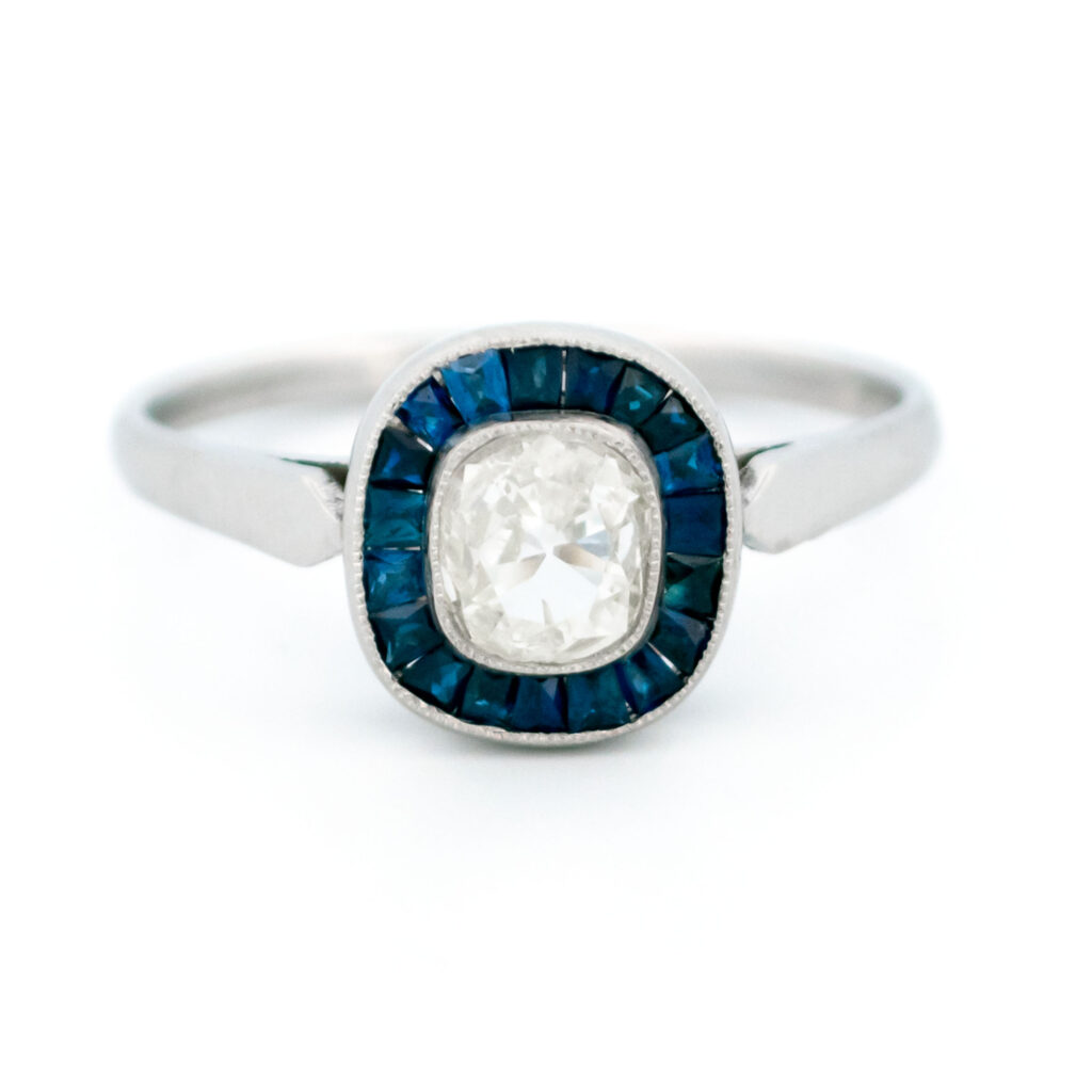 Diamond Sapphire Platinum Target Ring 13246-5053 Image1