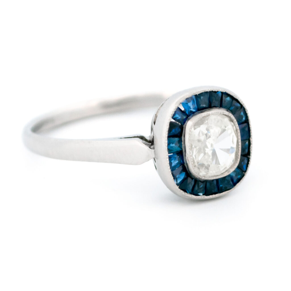 Diamond Sapphire Platinum Target Ring 13246-5053 Image4