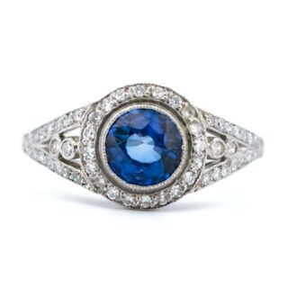 Sapphire Diamond Platinum Halo Ring 13262-5090 Image1