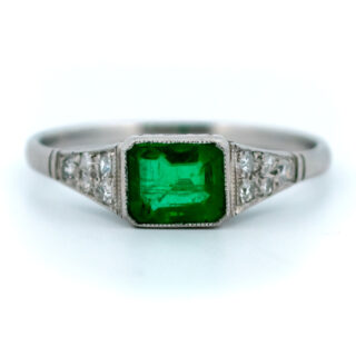 Emerald Diamond Platinum East-West Ring 13263-5089 Image1