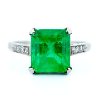 Emerald Diamond Platinum Ring 13311-5091 Image1
