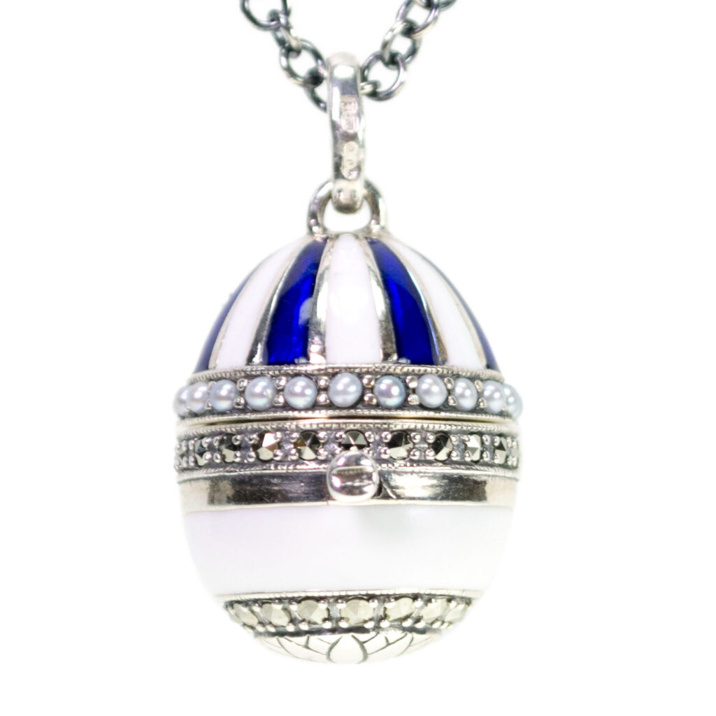 Emaille Markasit (Pyrit) Perle Silber Champlevé Anhänger 13472-1270 Bild1