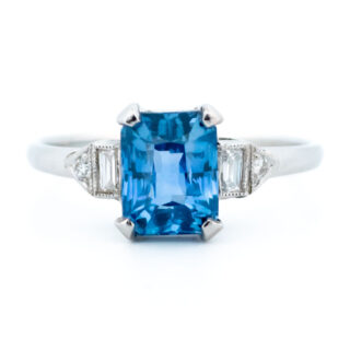 Diamond Sapphire Platinum Rectangle-Shape Ring 13583-5096 Image1