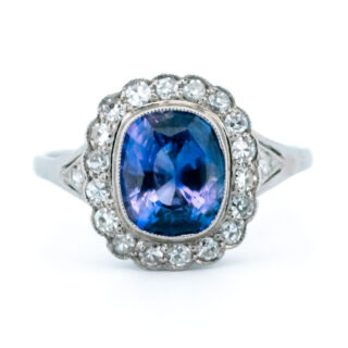 Diamond Sapphire Platinum Cluster Ring 13586-5095 Image1