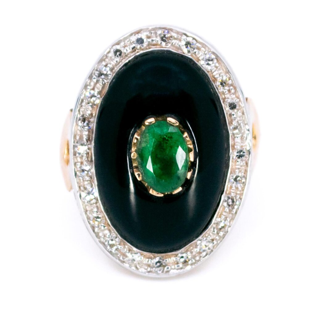 Anello con diamante smeraldo onice 14k 13686-8197 Immagine1