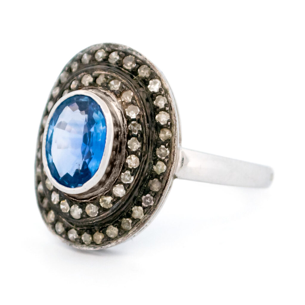 Sapphire Diamond 14k Halo Ring 13705-8209 Afbeelding4