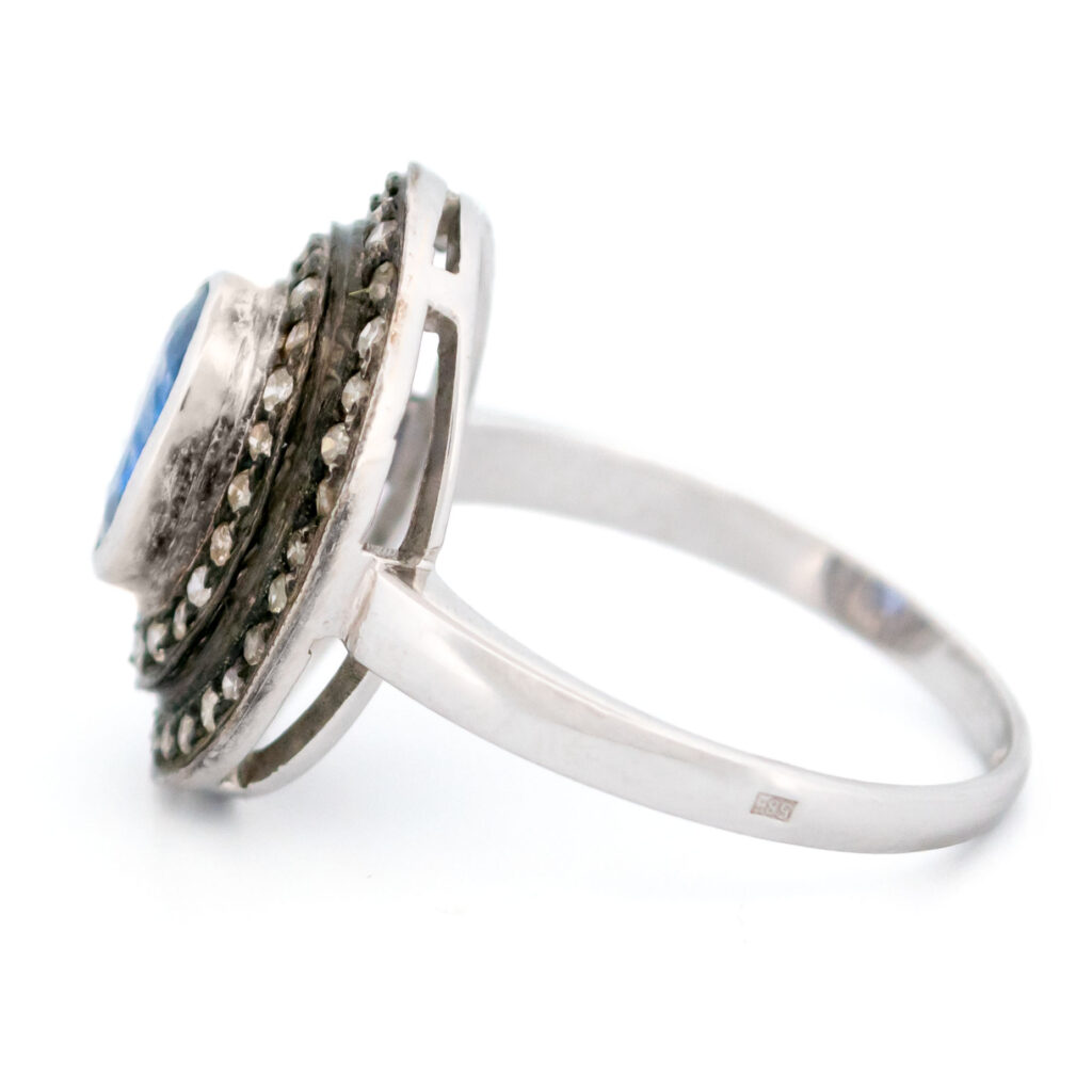 Sapphire Diamond 14k Halo Ring 13705-8209 Afbeelding5