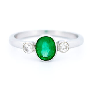 Emerald Diamond 14k Trilogy Ring 13709-8213 Image1