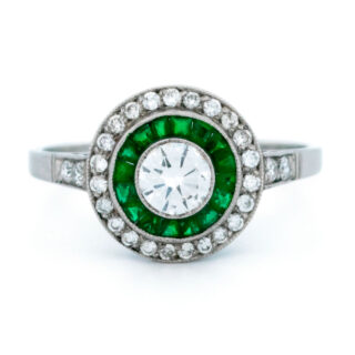 Diamond Emerald Platinum Target Ring 13721-5105 Image1