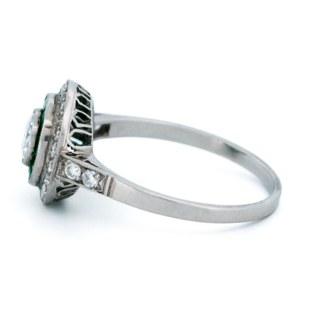 Diamond Emerald Platinum Halo Ring 13721-5105 Image5