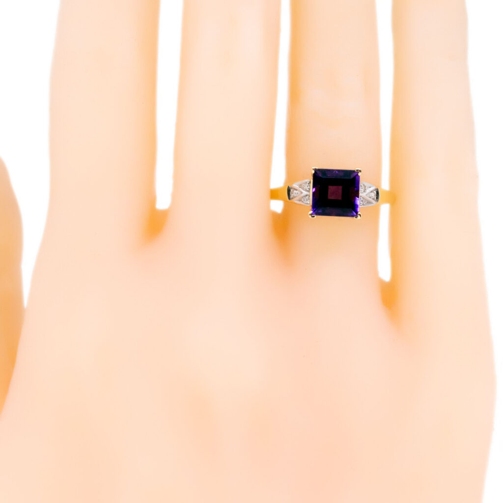 Amethyst Diamond 14k Rectangle-Shape Ring 13768-0246 Image2