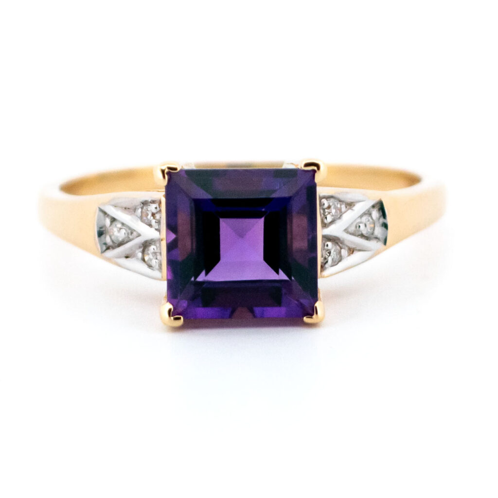 Amethyst Diamond 14k Rectangle-Shape Ring 13768-0246 Image1