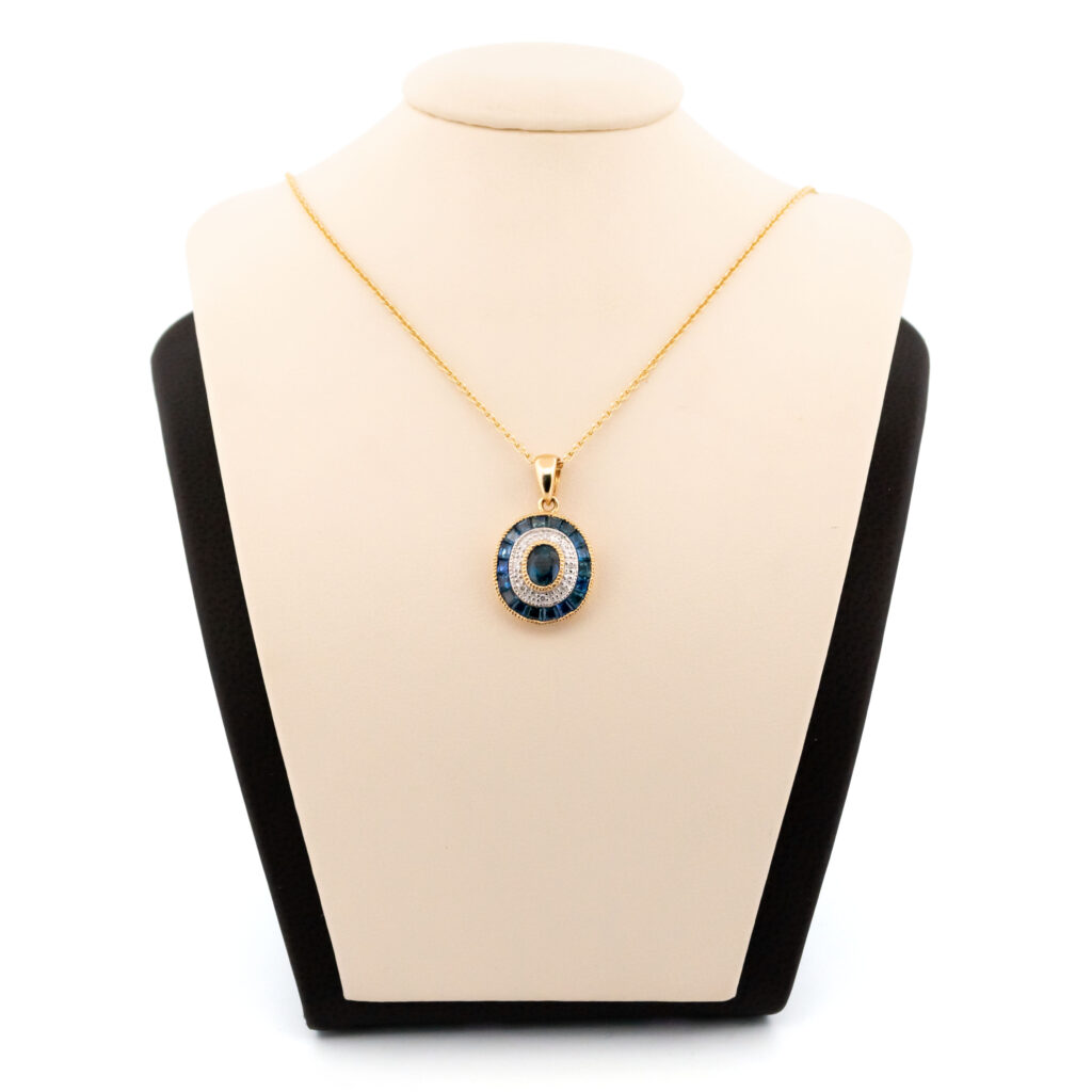 Diamond Sapphire 14k Deco Pendant 13791-0259a Image1