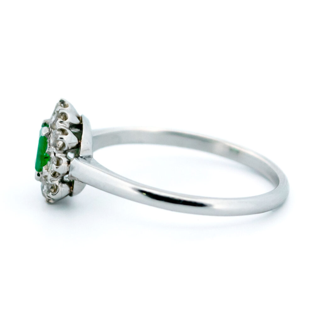 Anello a grappolo in platino con smeraldi e diamanti 13812-5106 Image5