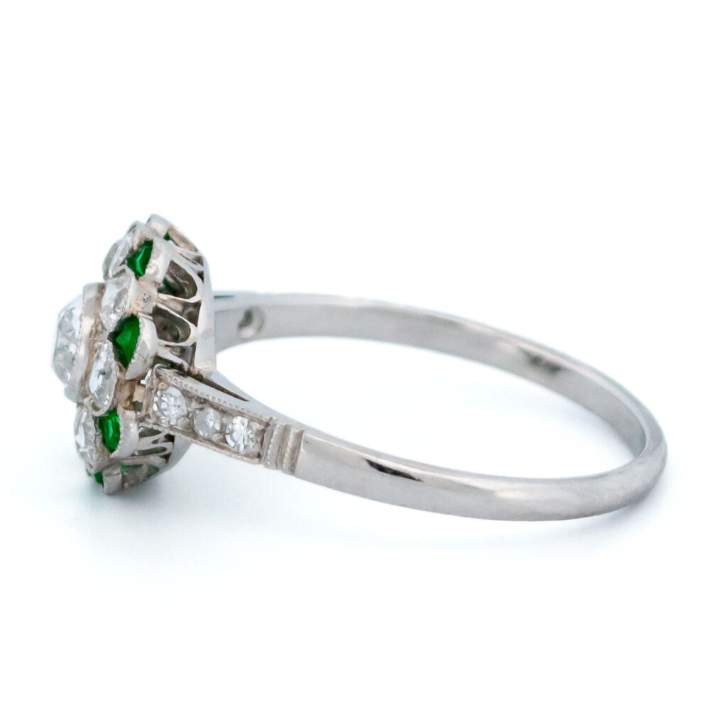 Diamant Smaragd Platina Clusterring 13815-5109 Afbeelding5