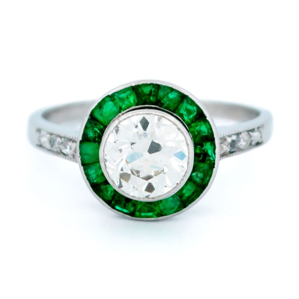Diamond Emerald Platinum Target Ring 14249-2415 Image1