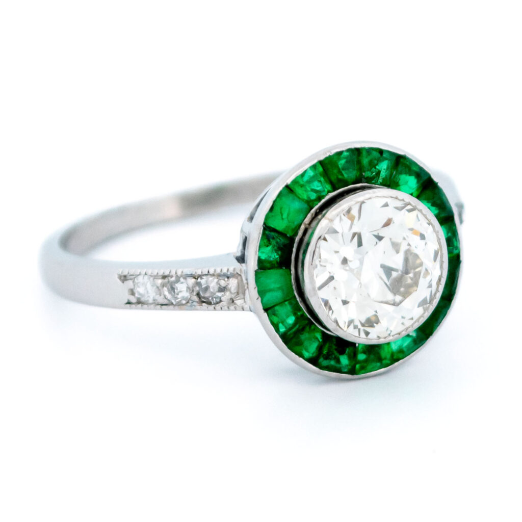 Diamond Emerald Platinum Target Ring 14249-2415 Image3