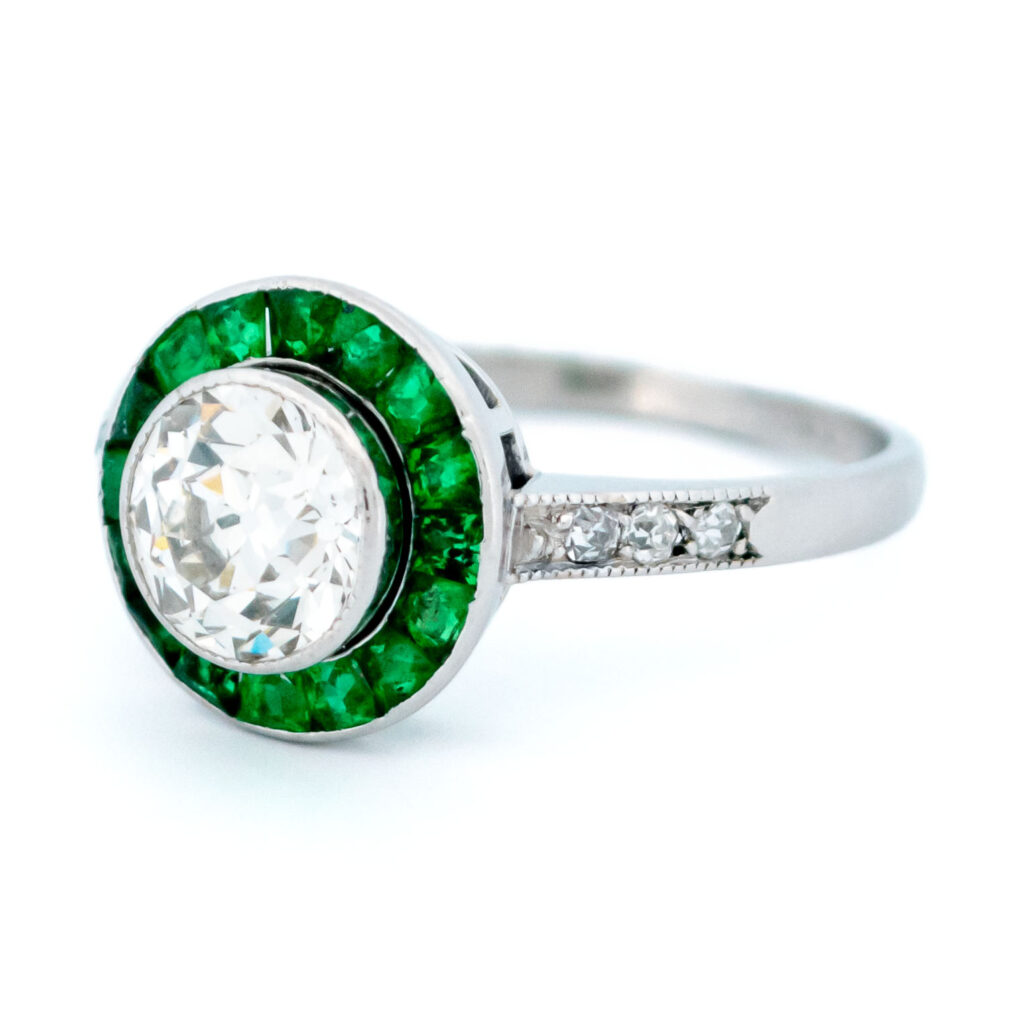 Diamond Emerald Platinum Target Ring 14249-2415 Image4