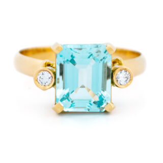 Aquamarine Diamond 18k Rectangle-Shape Ring 14260-2426 Image1