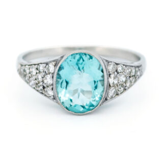 Aquamarine Diamond Platinum Ring 14268-5112 Image1