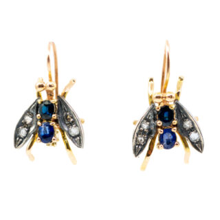 Boucles d'oreilles insectes en argent 9 carats et diamants saphir 14370-8318 Image1