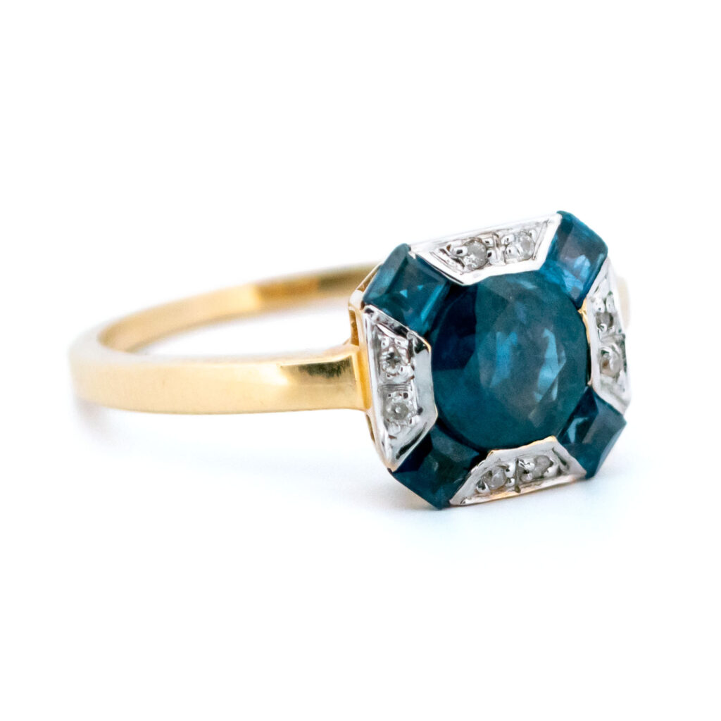 Diamond Sapphire 14k Deco Ring 14393-8321 Afbeelding2