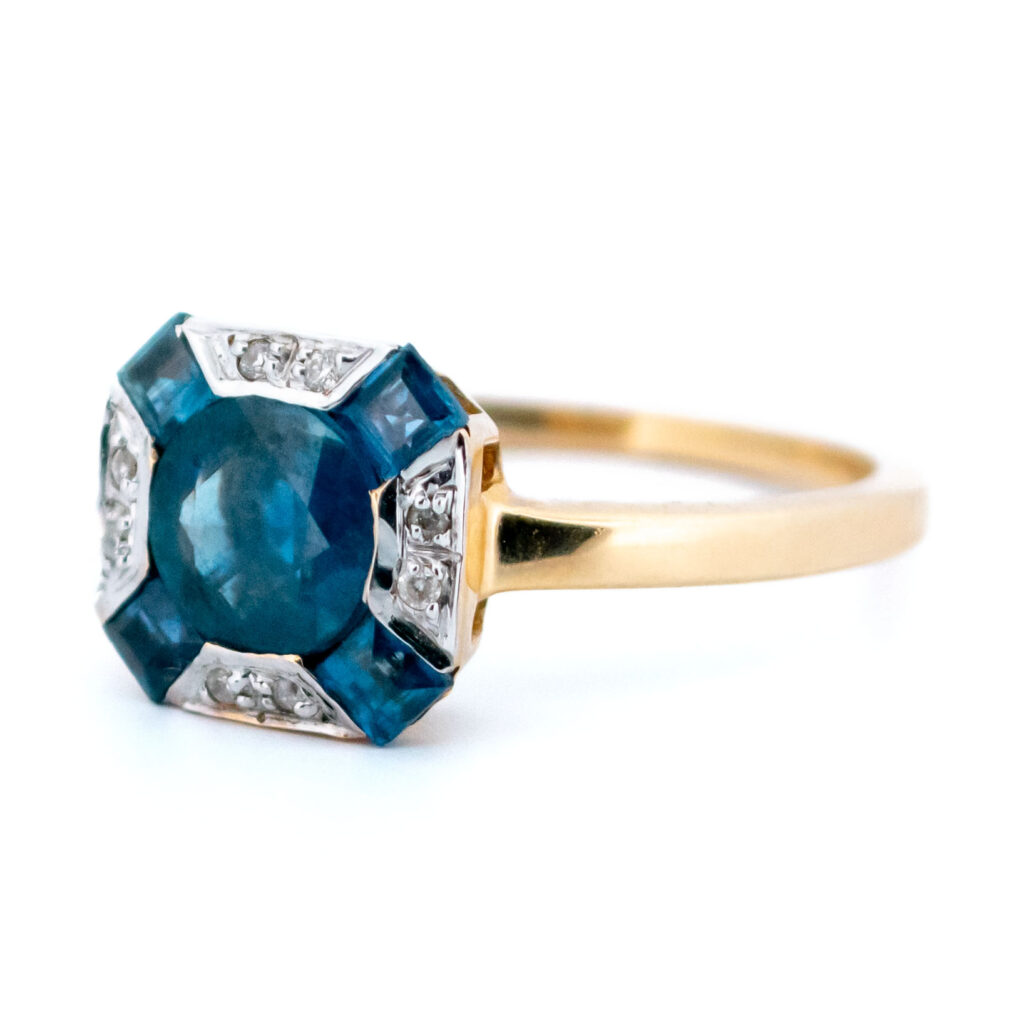 Diamond Sapphire 14k Deco Ring 14393-8321 Afbeelding3