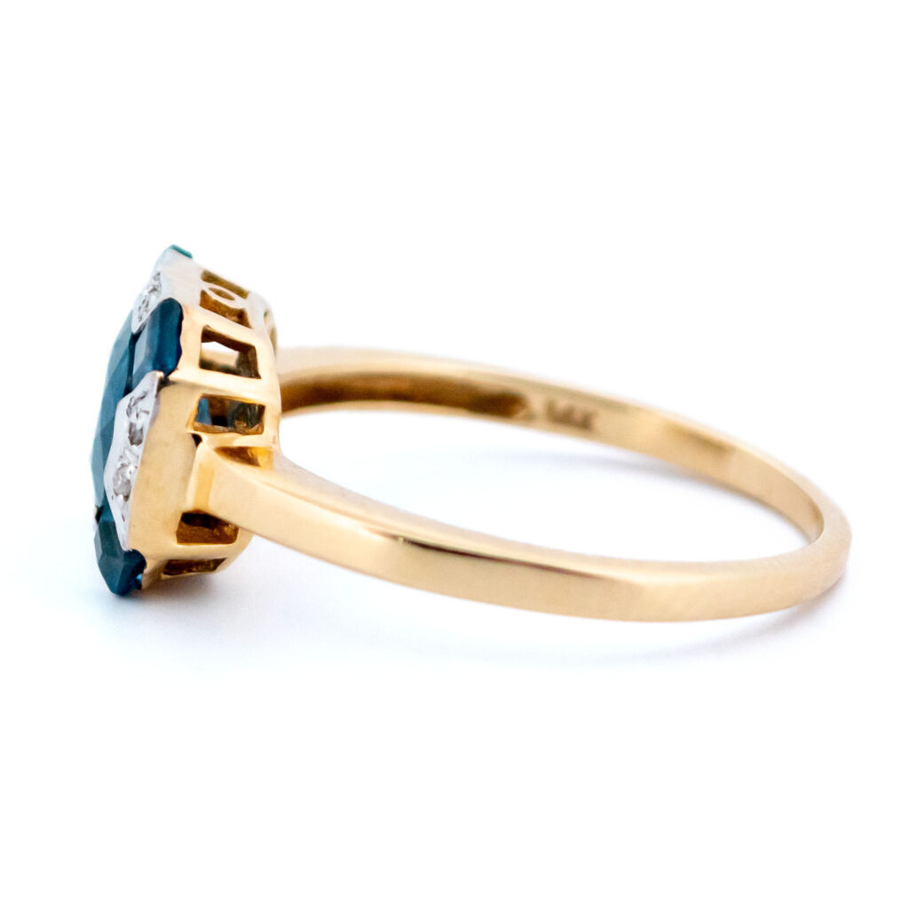 Diamond Sapphire 14k Deco Ring 14393-8321 Afbeelding4
