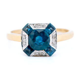 Diamond Sapphire 14k Deco Ring 14393-8321 Afbeelding1