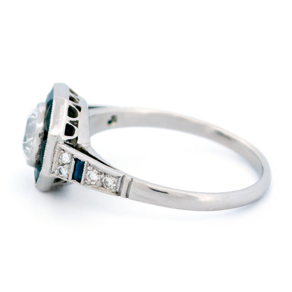 Anello a forma ottagonale in platino con zaffiro e diamanti 14407-5113 Image5