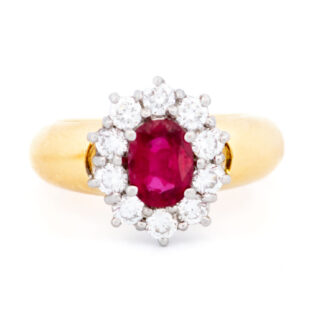 Ruby Diamond 18k Cluster Ring 14889-8395 Image1