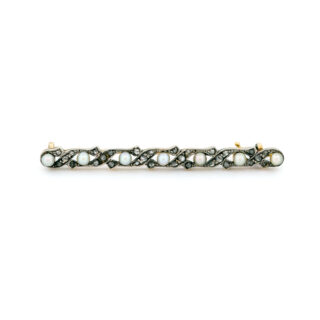 Spilla decorativa in platino 14k con perle di diamanti 14922-8422 Immagine1