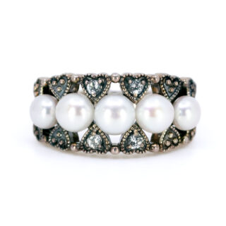 Pearl Topaz Silver Row Ring 15346-2098 Image1