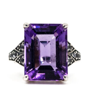 Amethyst Topaz Silver Rectangle-Shape Ring 15364-2116 Image1