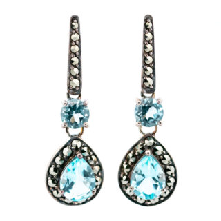 Marcasite (Pyrite) Topaz Silver Drop Earrings 15402-2152 Image1