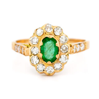 Anello a grappolo con diamante smeraldo 14 carati 15475-0116 Immagine1