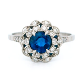 Diamond Sapphire Platinum Cluster Ring 15482-2451 Image1