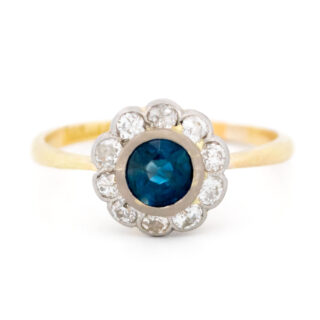 Diamond Sapphire 18k Platinum Cluster Ring 15506-0739 Image1