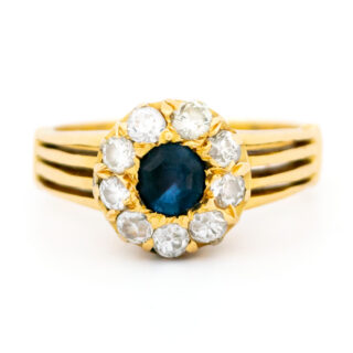 Diamond Sapphire 18k Late-Victorian Cluster Ring 15509-0742 Image1
