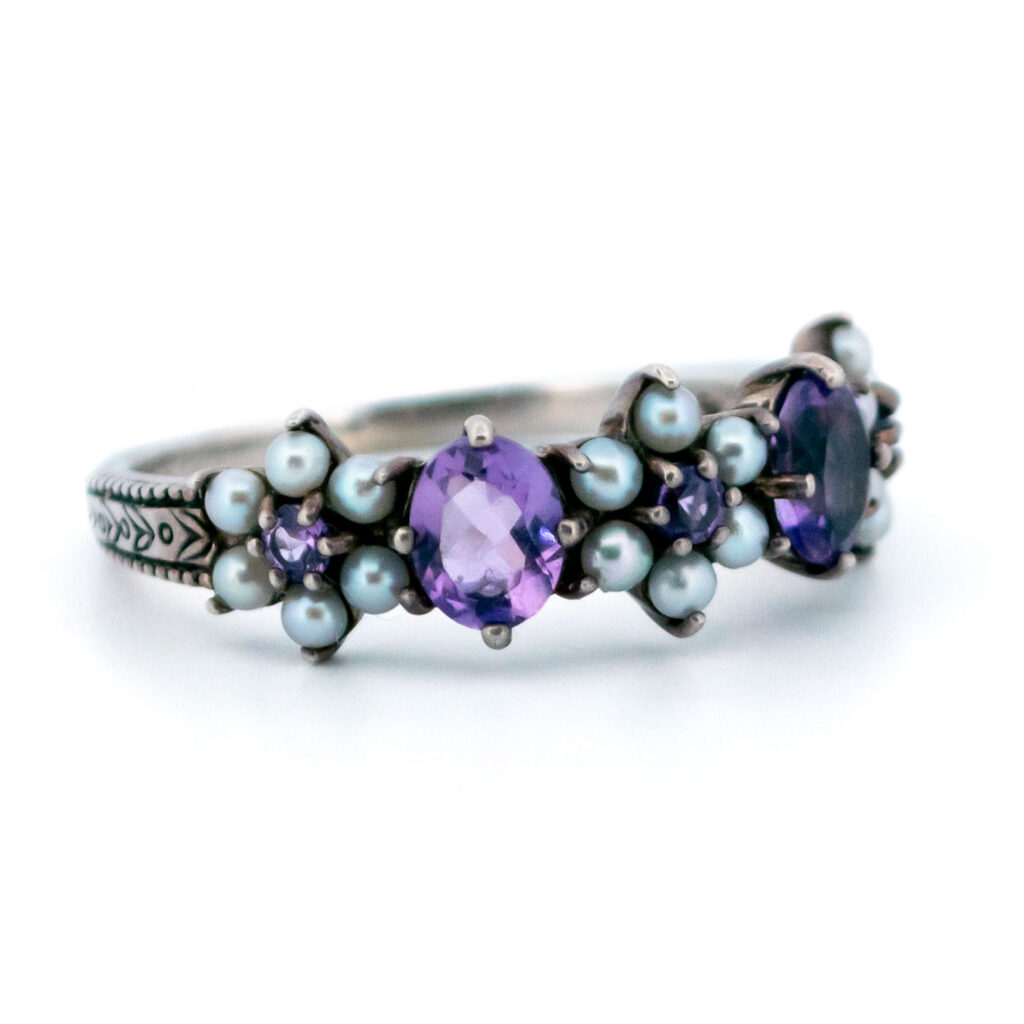 Amethyst Pearl Silver Row Ring 15630-2230 Image2
