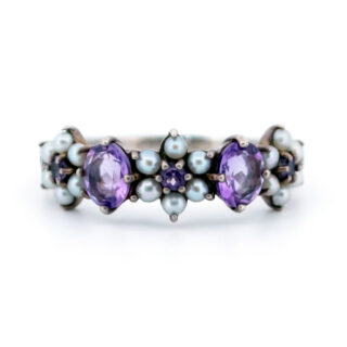Amethyst Pearl Silver Row Ring 15630-2230 Image1