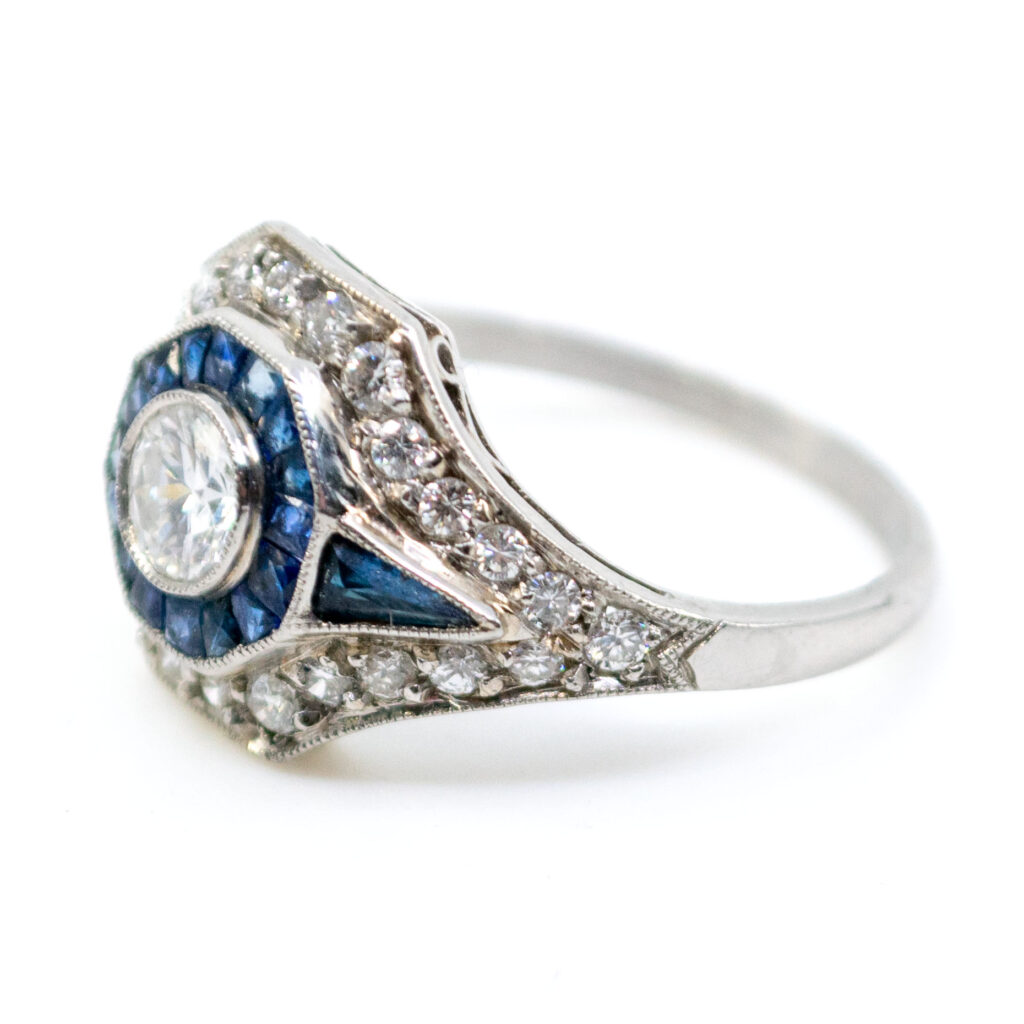 Anello decorativo in platino con zaffiro e diamanti 2584-4466 Immagine3