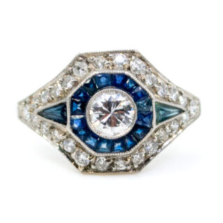 Diamond Sapphire Platinum Deco Ring 2584-4466 Image1