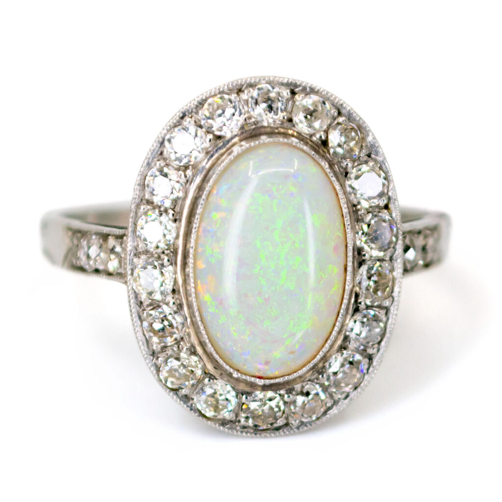 Diamond Opal Platinum Oval-Shape Ring 4410-4441 Image1