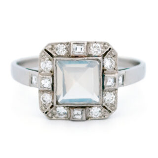 Moonstone Diamond Platinum Square-Shape Ring 4489-4682 Image1