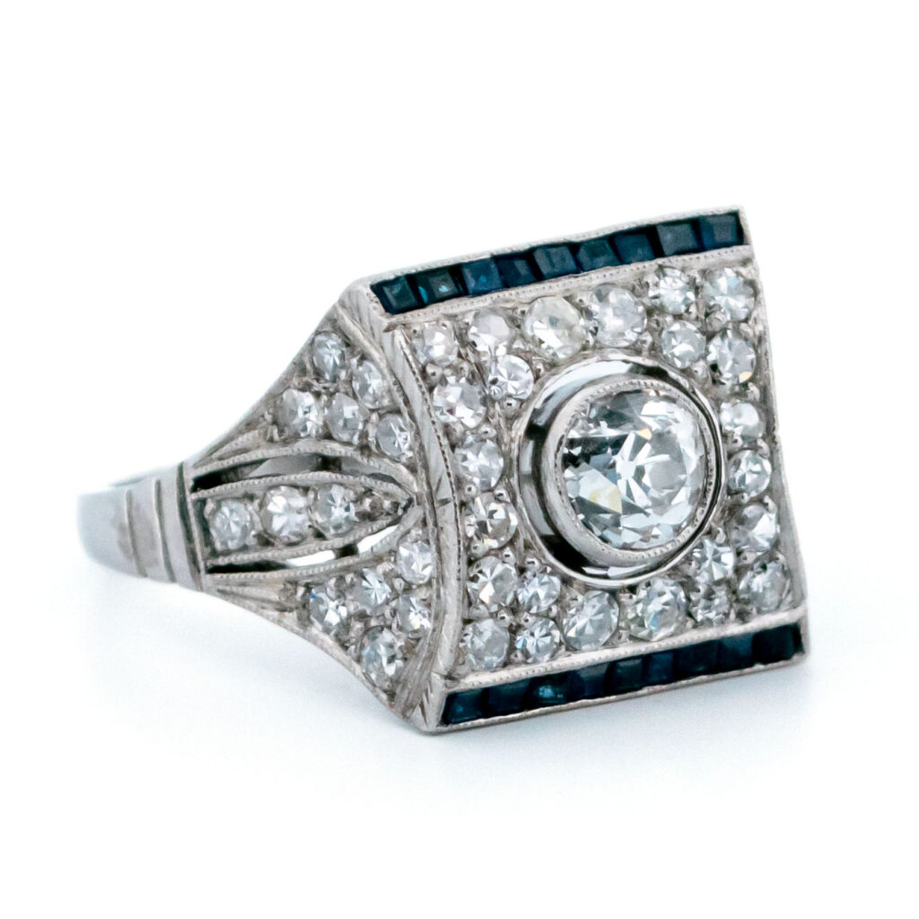 Anello in platino con diamanti e zaffiri 4500-4686 Immagine3