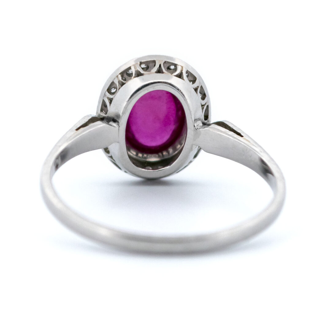 Diamond Ruby Platinum Halo Ring 5150-4718 Afbeelding5