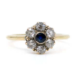 Diamond Sapphire 18k Cluster Ring 564-0408 Image1
