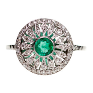Emerald Diamond Platinum Cluster Ring 6903-4869 Image1