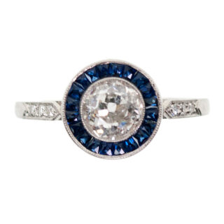 Diamond Sapphire Platinum Target Ring 6961-4858 Image1